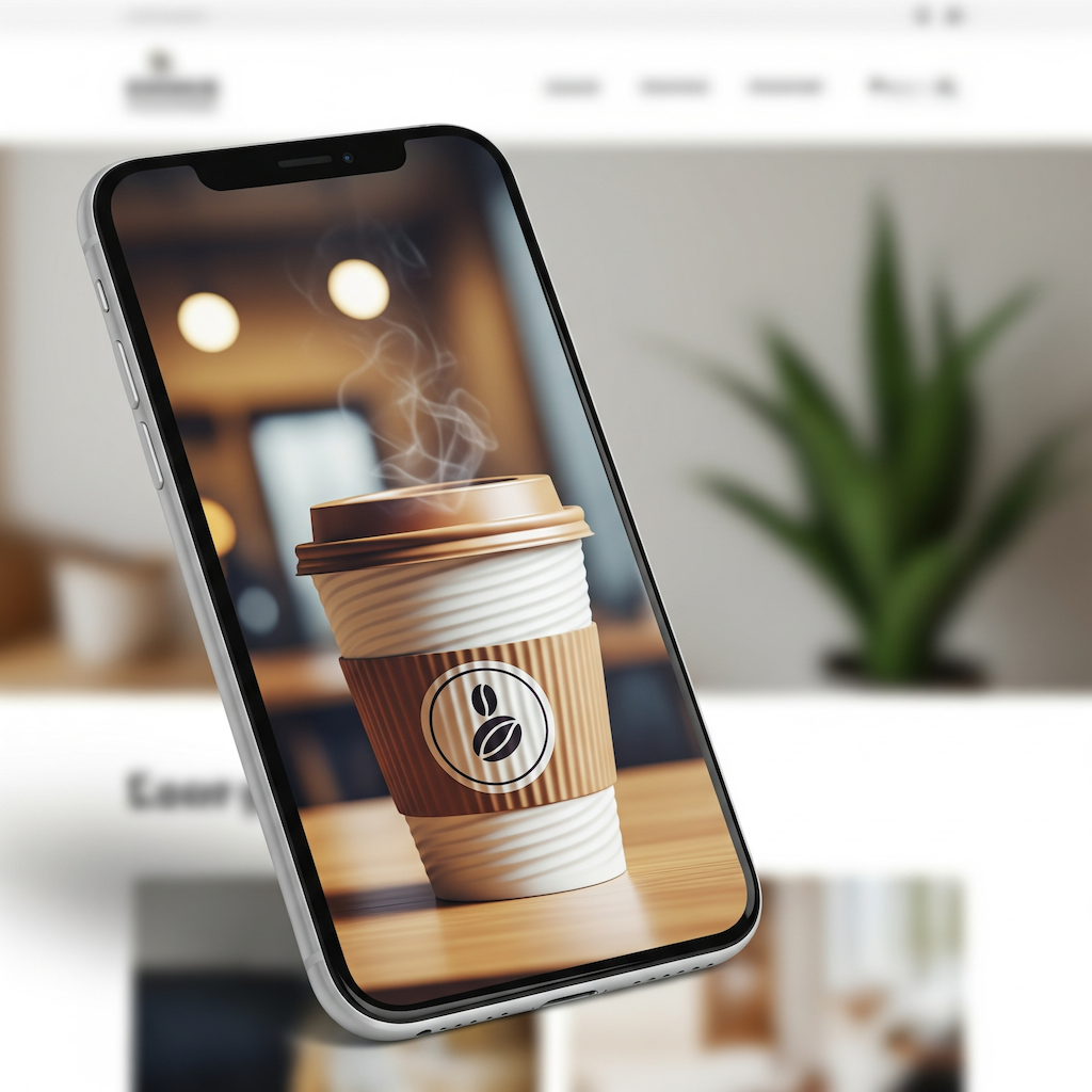 Phone showing a takeaway coffee cup
